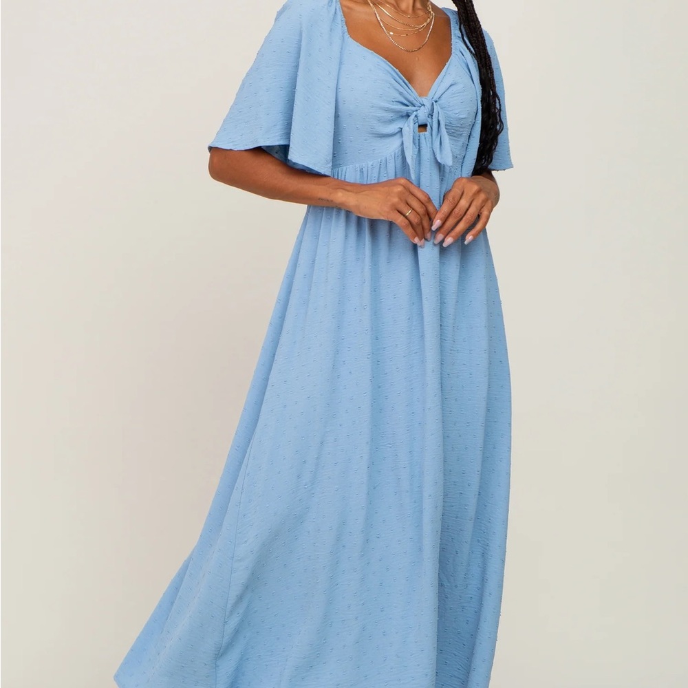 Pinkblush Maternity Blue Flutter Sleeve Sundress